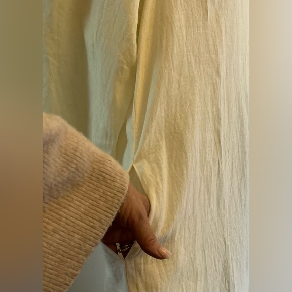 Buttercup Yellow Maxi Dress Balloon Sleeves 100% Linen XL - Picture 13 of 14